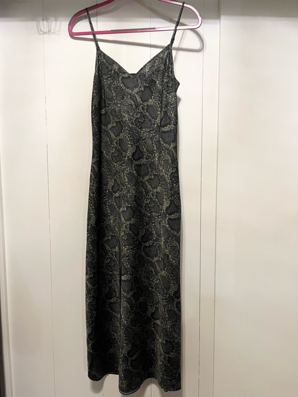 AllSaints Black Snake-Print Maxi Slip Dress